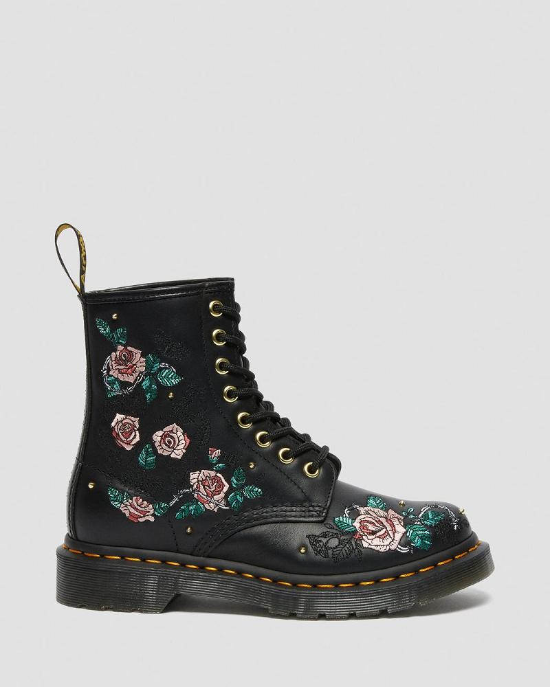 Dr Martens 1460 Vonda Floral Læder Snørestøvler Dame Sort | DK 214UZG